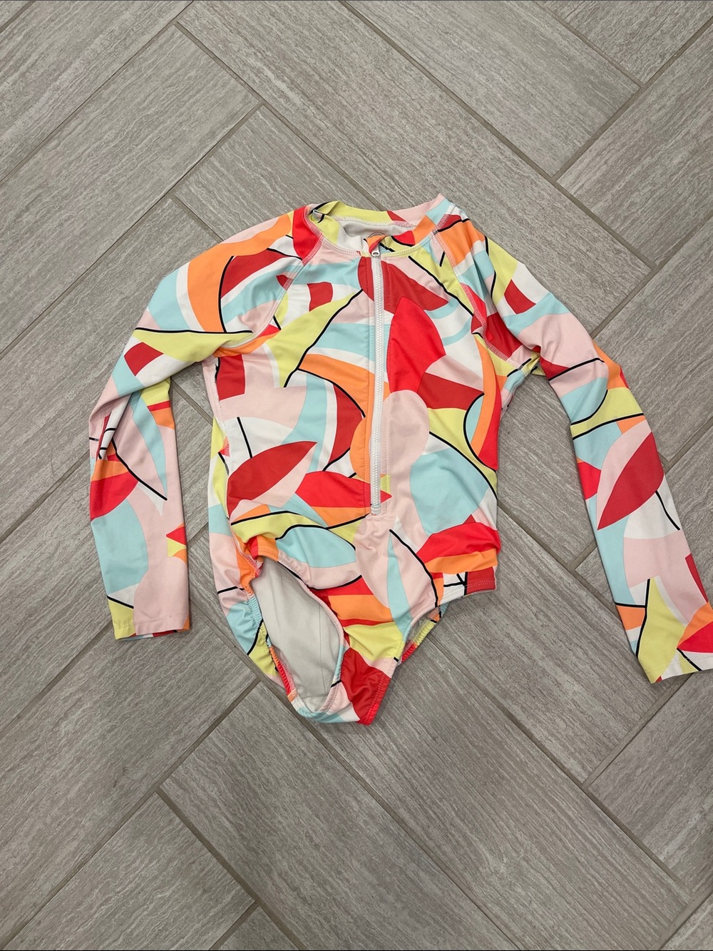 Girl’s one piece long sleeve zip swim suit